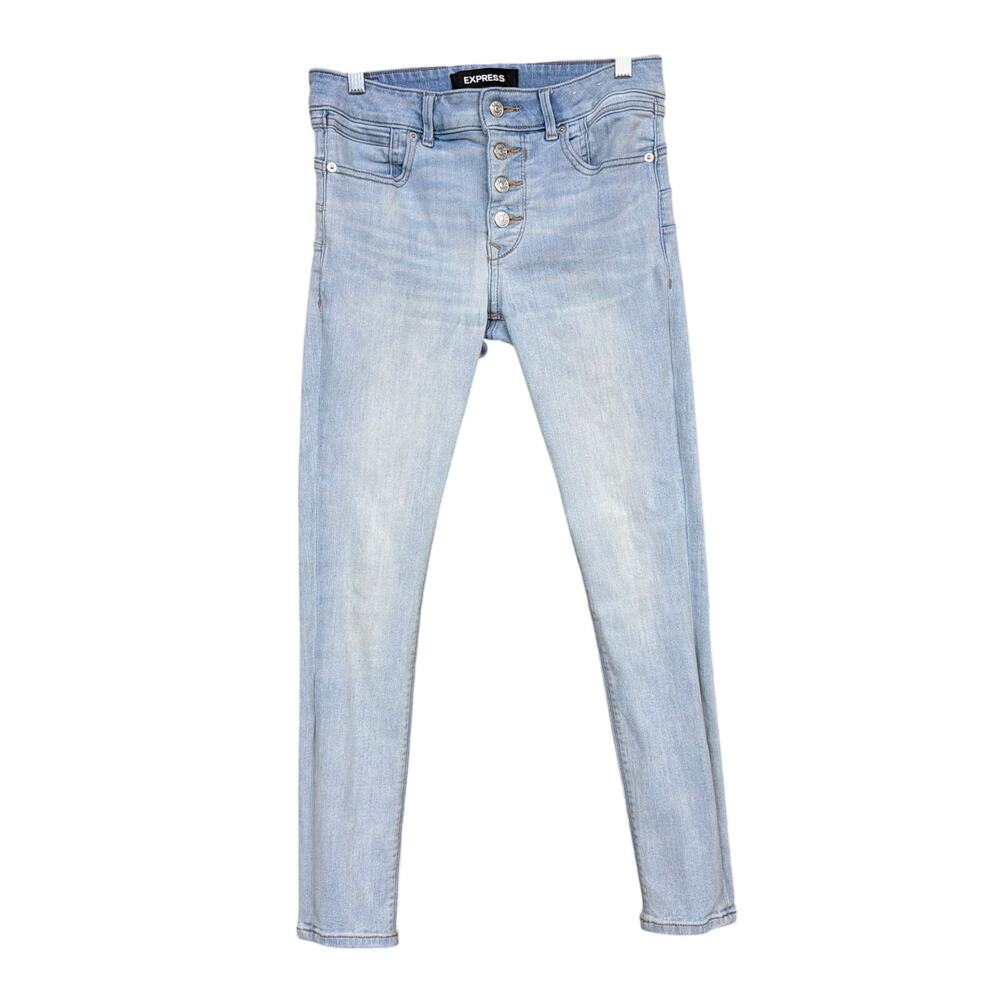 Express Womens Jeans Blue Denim Light Wash Ankle Legging Mid Rise Perfect Lift 6